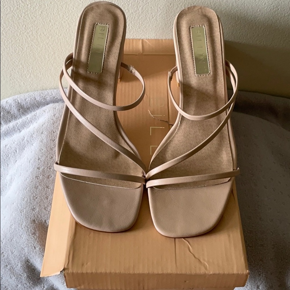 Nude Strappy Block Heels